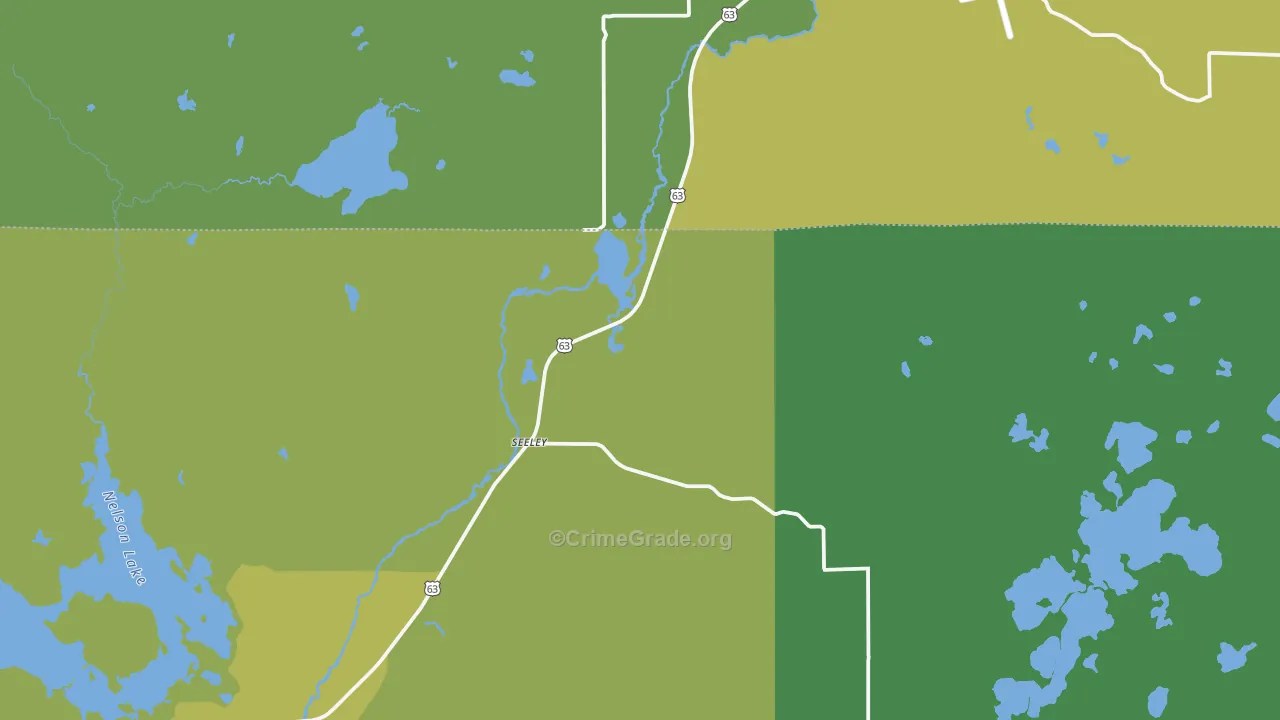 Seeleys, WI Map of Vehicle Theft Rates
