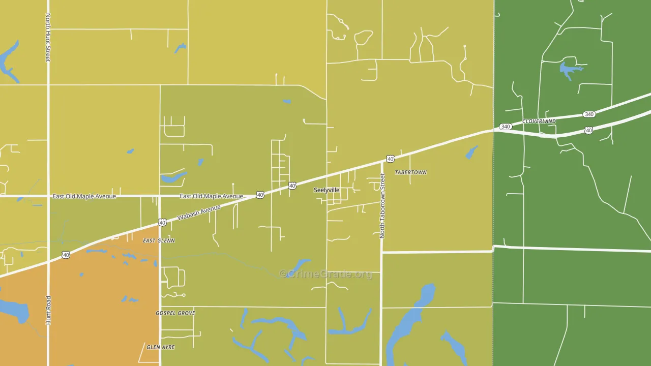 Seelyville, IN Map of Vehicle Theft Rates