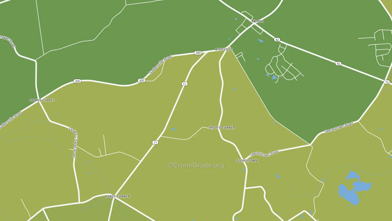 Seeneytown, DE Map of Vehicle Theft Rates