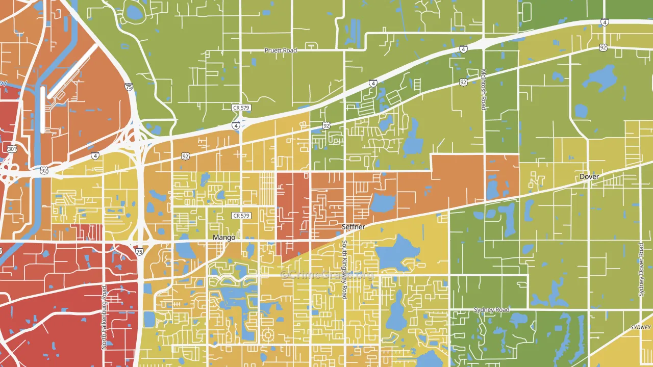Seffner, FL Map of Vehicle Theft Rates