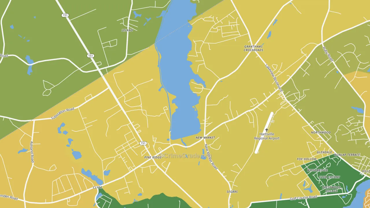 Segars, SC Map of Vehicle Theft Rates