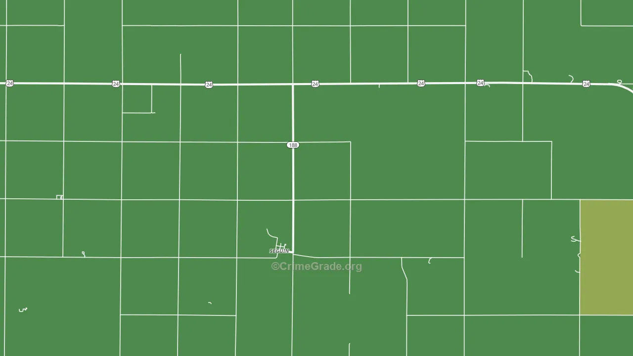 Seguin, KS Map of Vehicle Theft Rates