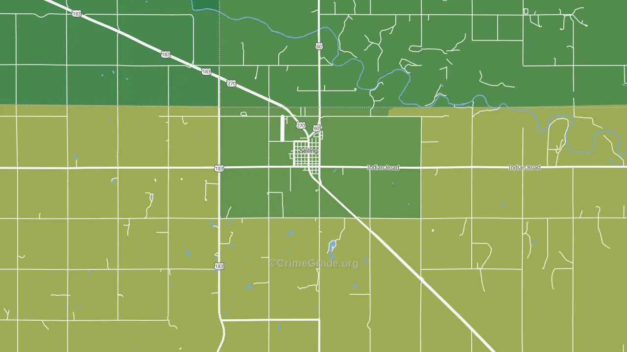 Seiling, OK Map of Vehicle Theft Rates
