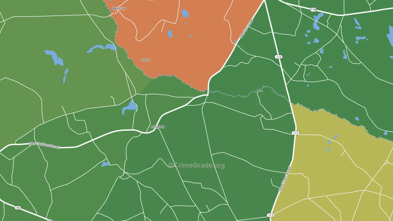 Seivern, SC Map of Vehicle Theft Rates