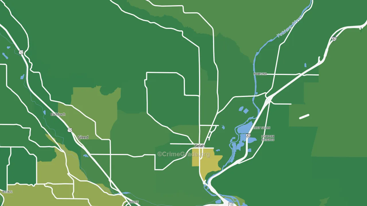 Selah, WA Map of Vehicle Theft Rates