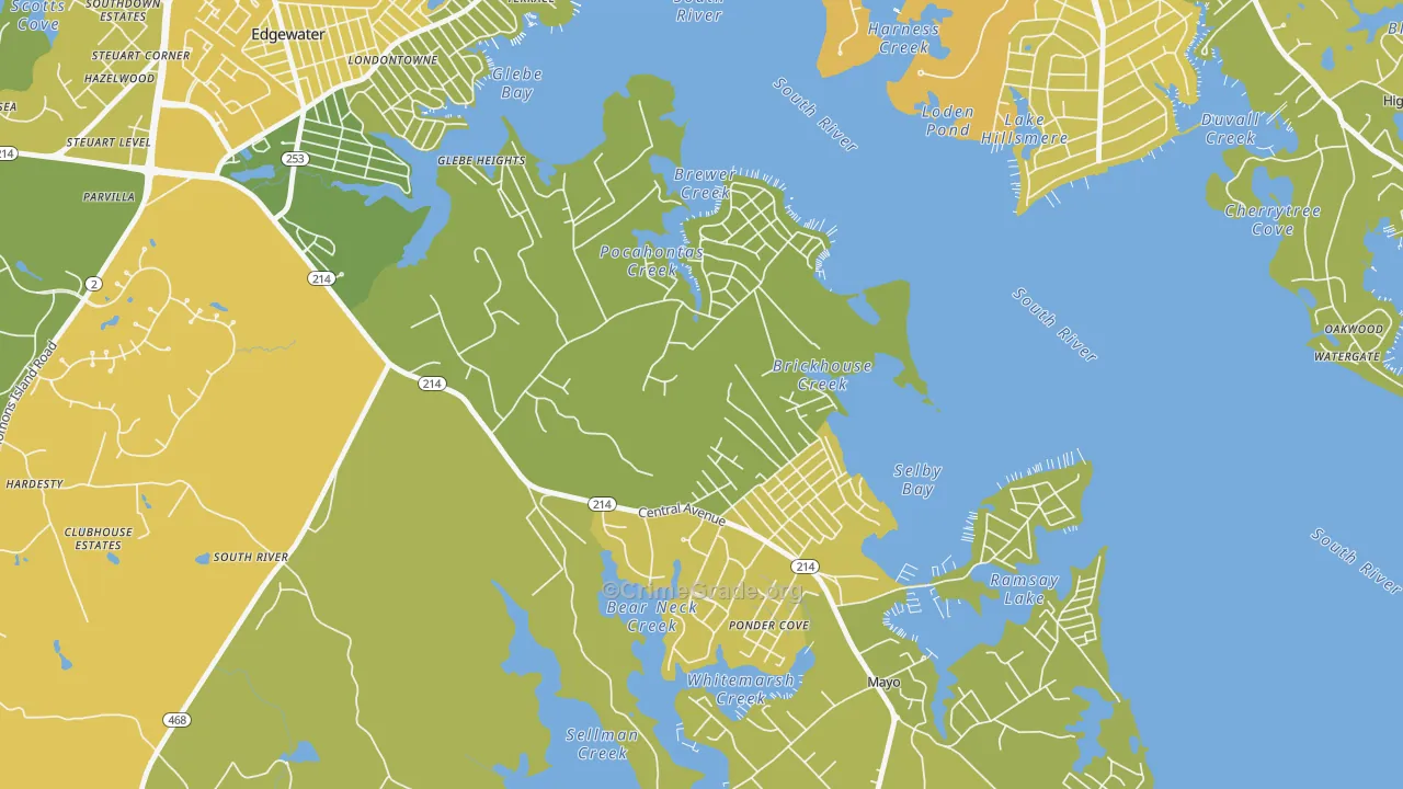 Selby-on-the-Bay, Mayo, MD Map of Vehicle Theft Rates