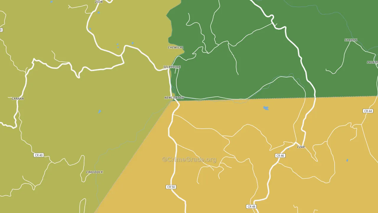 Selbyville, WV Map of Vehicle Theft Rates
