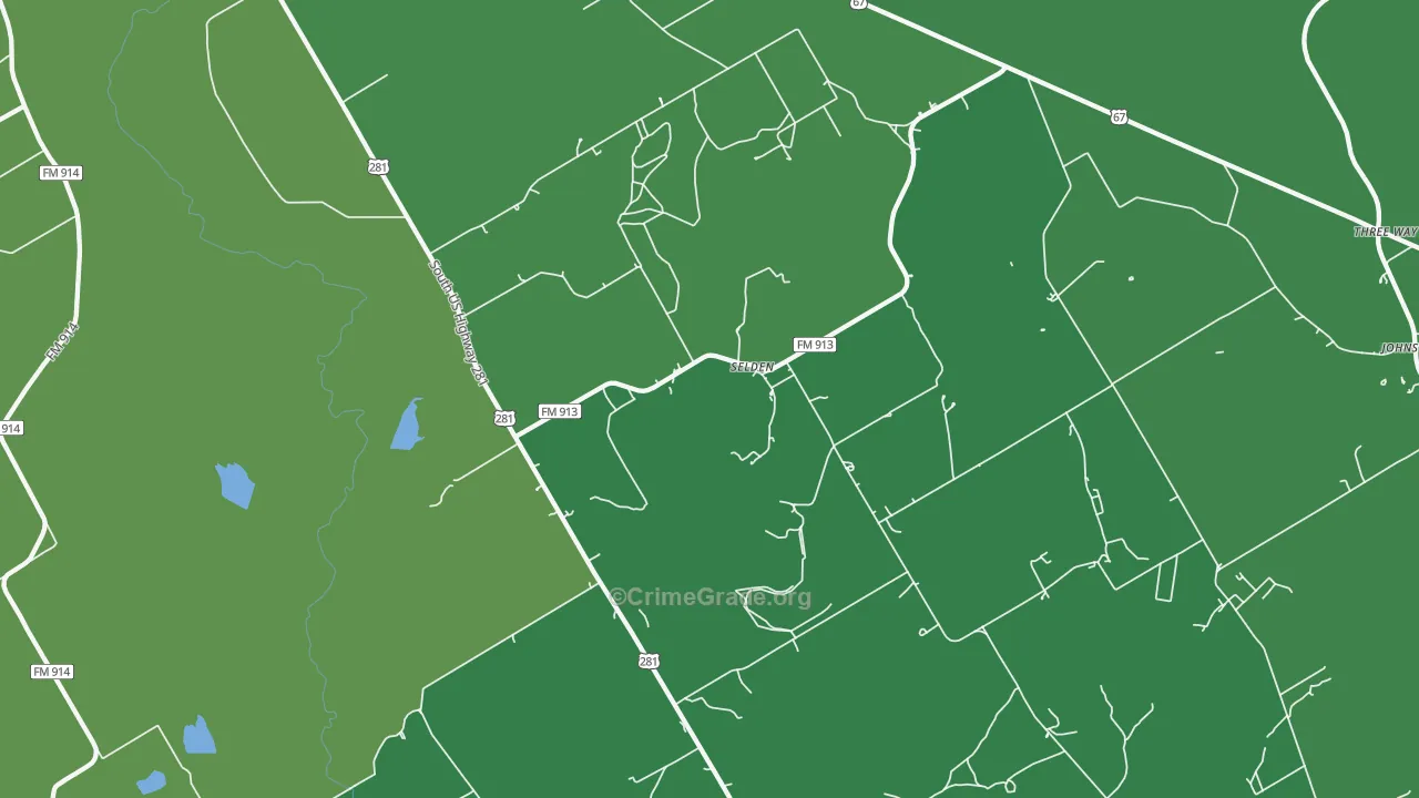 Selden, TX Map of Vehicle Theft Rates