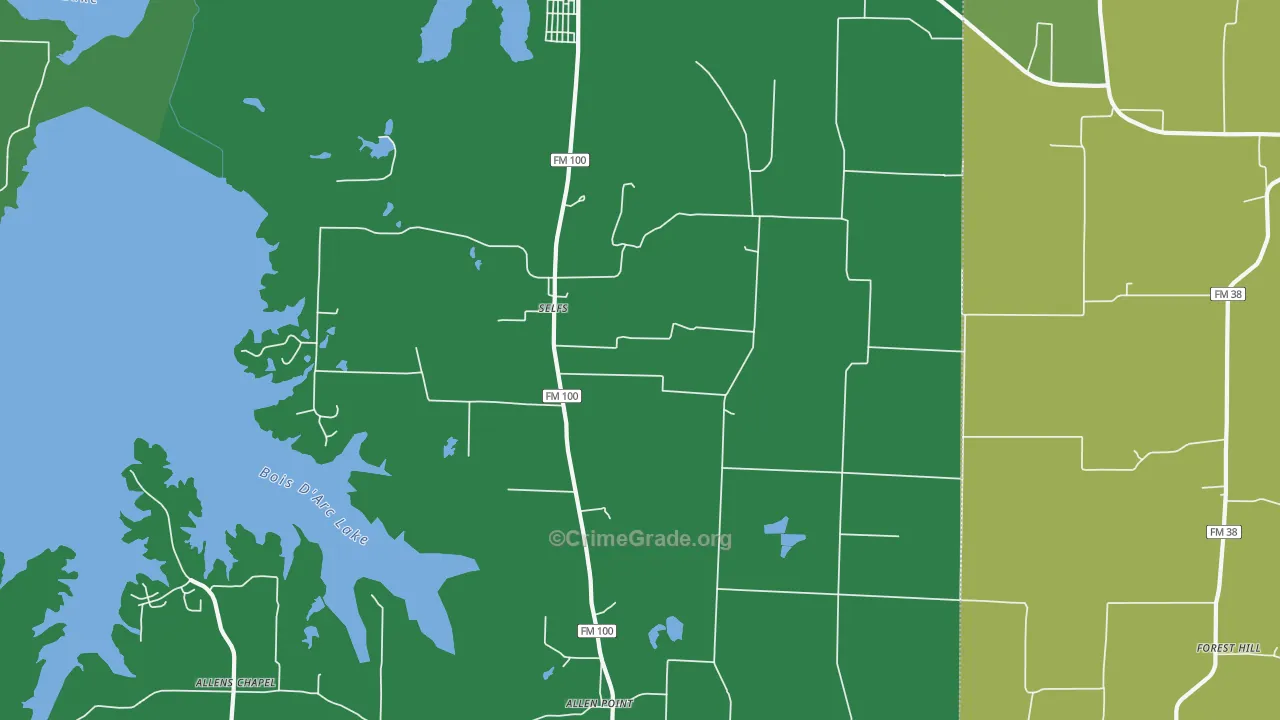 Selfs, TX Map of Vehicle Theft Rates