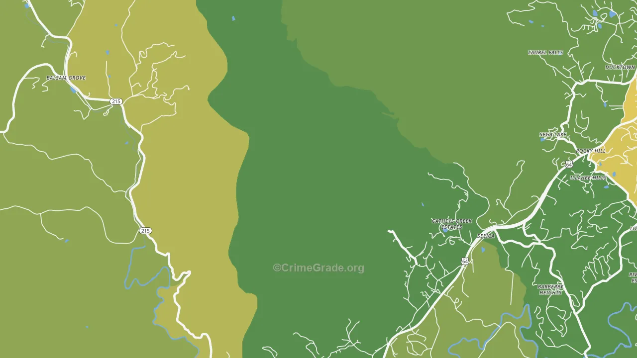 Selica, NC Map of Vehicle Theft Rates