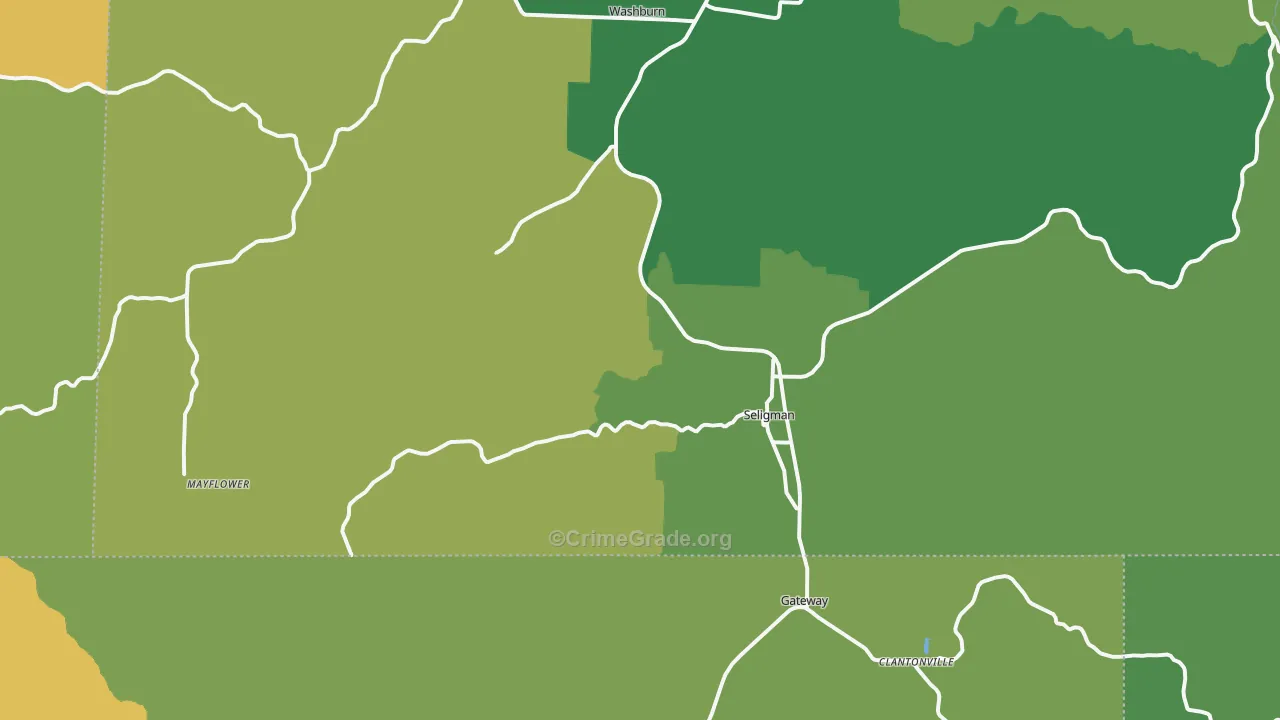 Seligman, MO Map of Vehicle Theft Rates
