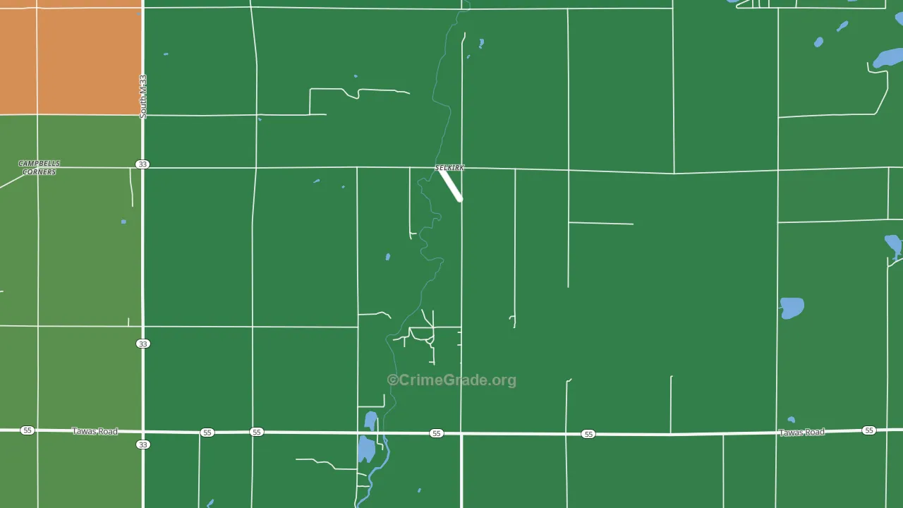 Selkirk, MI Map of Vehicle Theft Rates