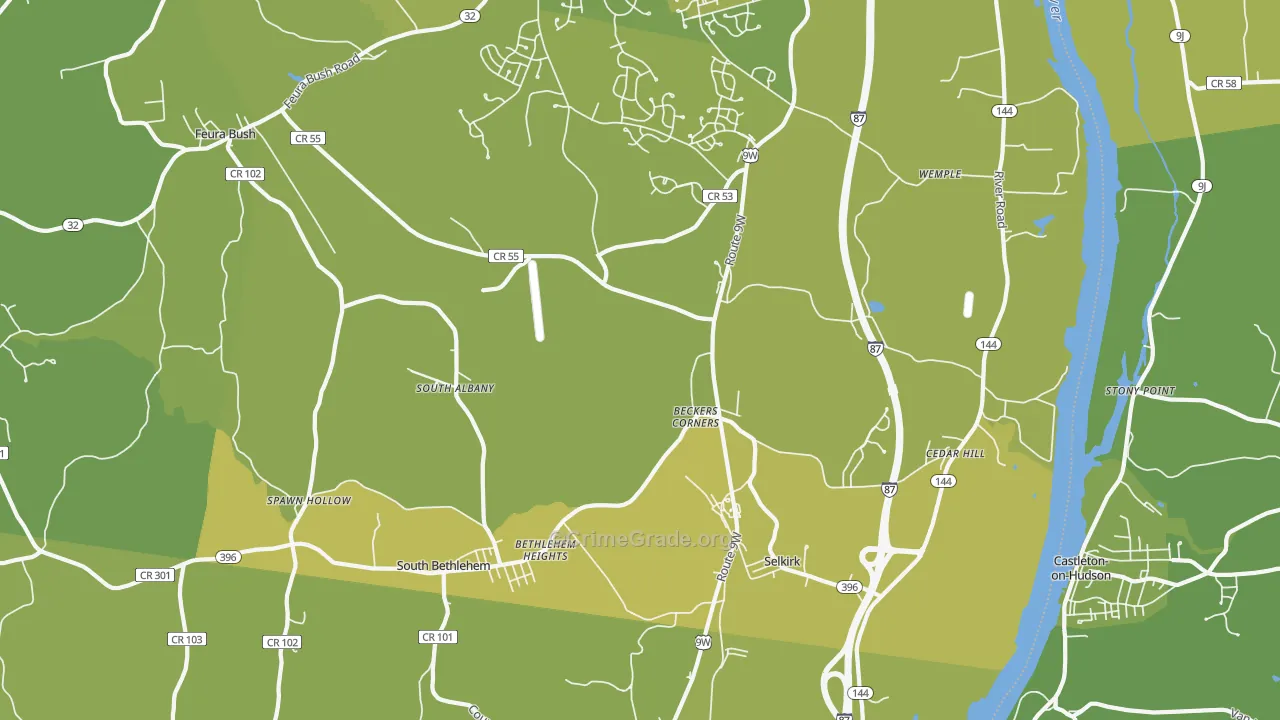Selkirk, NY Map of Vehicle Theft Rates
