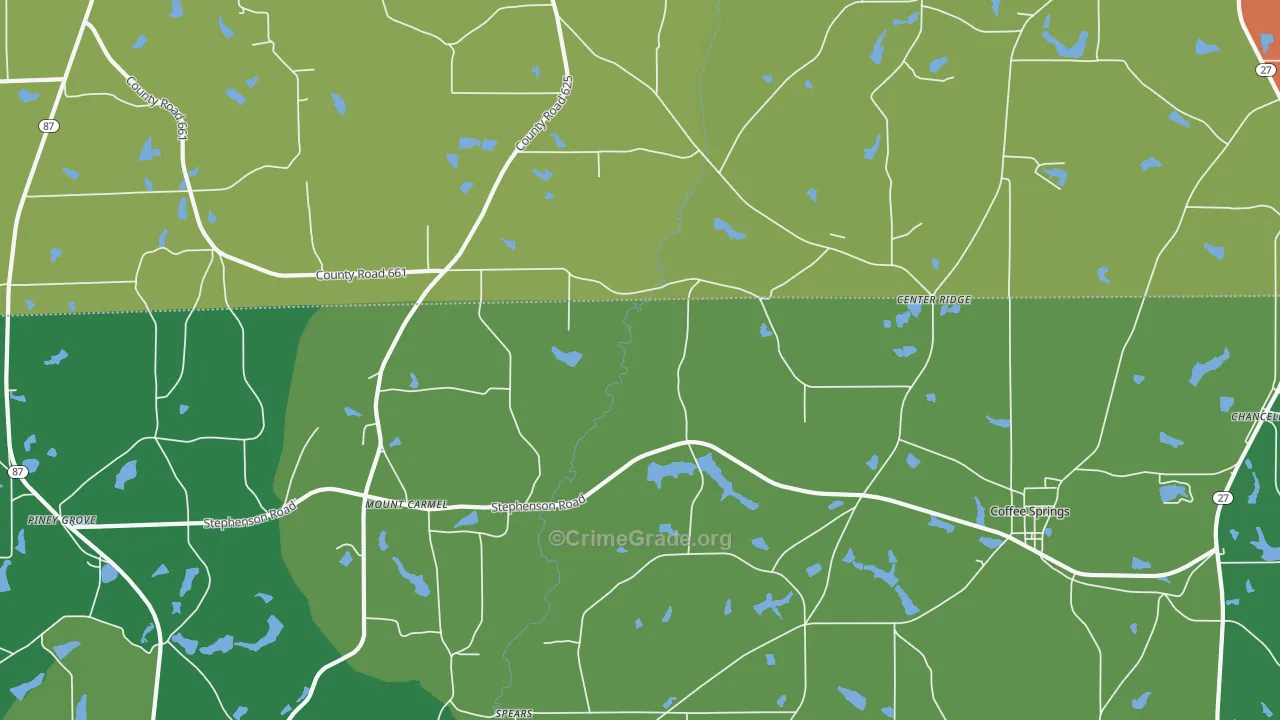 Sellersville, AL Map of Vehicle Theft Rates