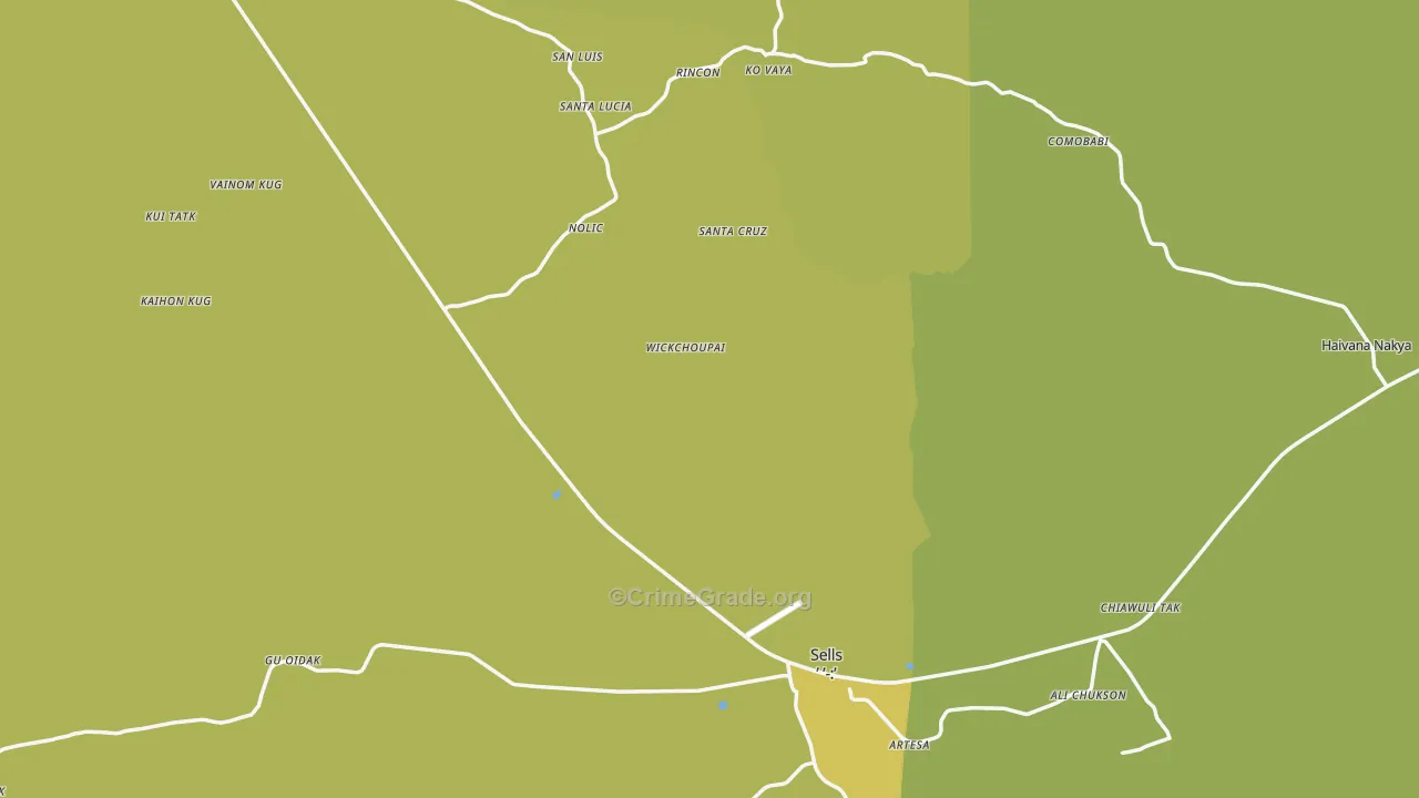 Sells, AZ Map of Vehicle Theft Rates