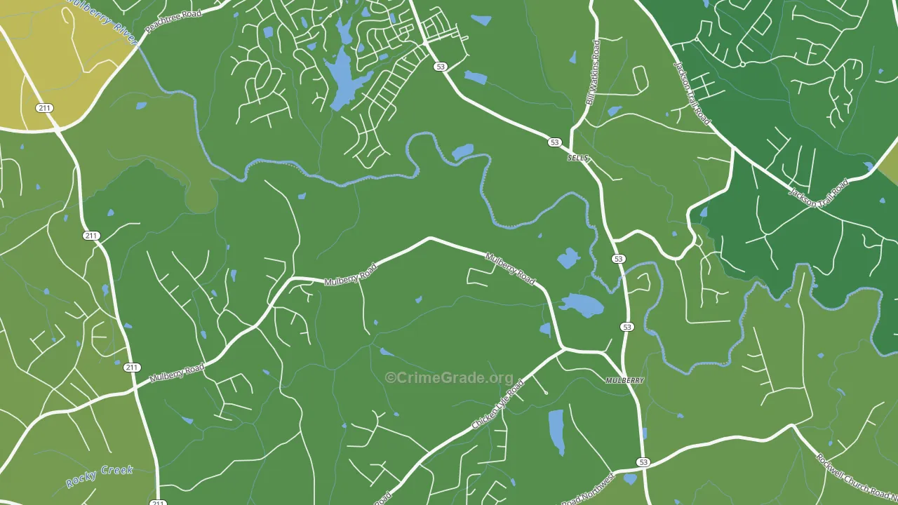 Sells, GA Map of Vehicle Theft Rates