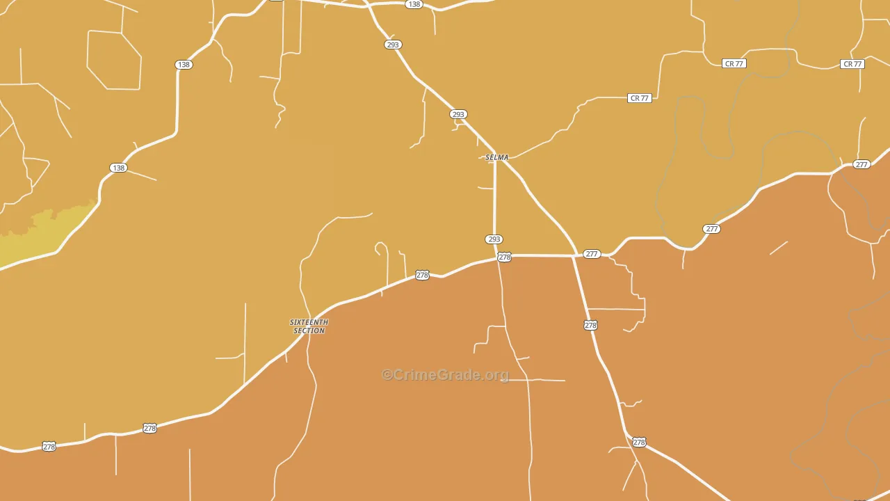 Selma, AR Map of Vehicle Theft Rates