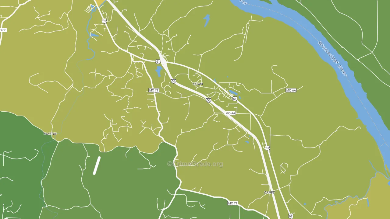 Selma, MO Map of Vehicle Theft Rates