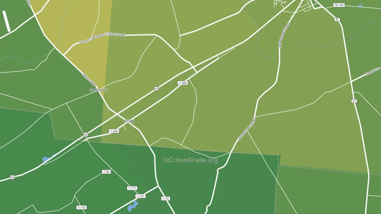 Selma, OH Map of Vehicle Theft Rates