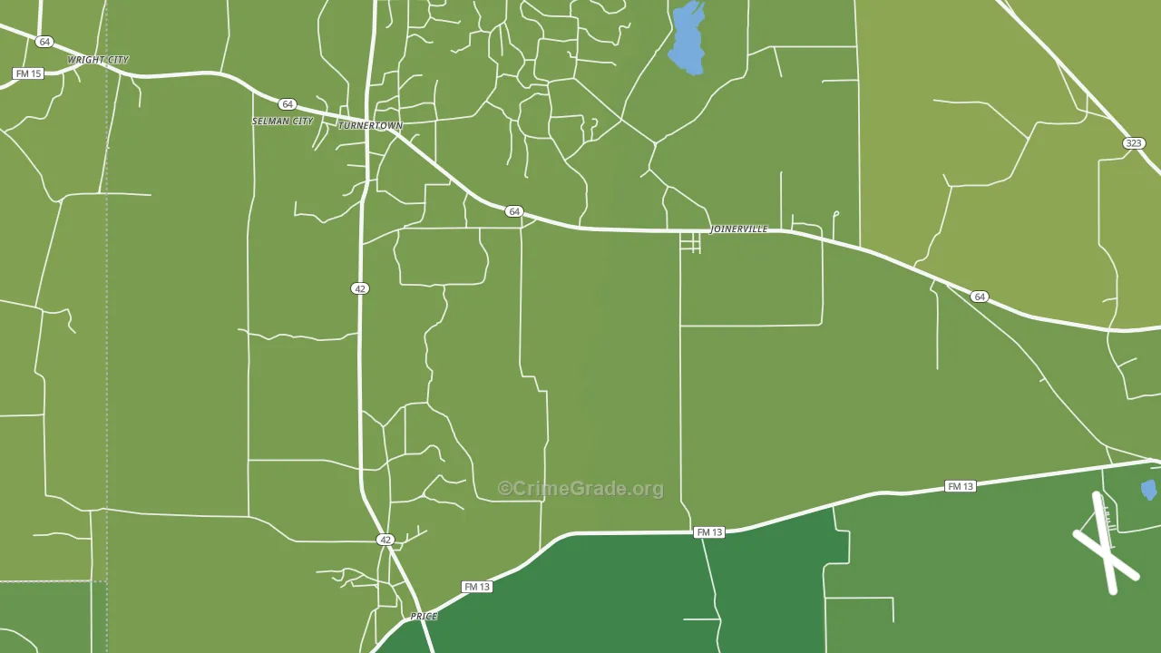 Selman City, TX Map of Vehicle Theft Rates