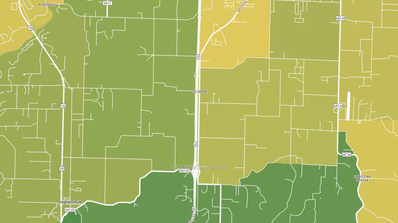 Selmore, MO Map of Vehicle Theft Rates