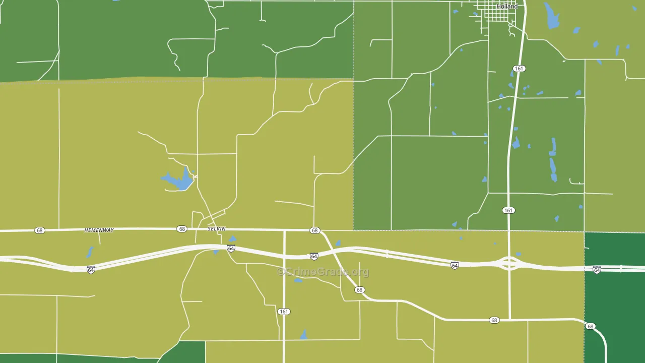 Selvin, IN Map of Vehicle Theft Rates