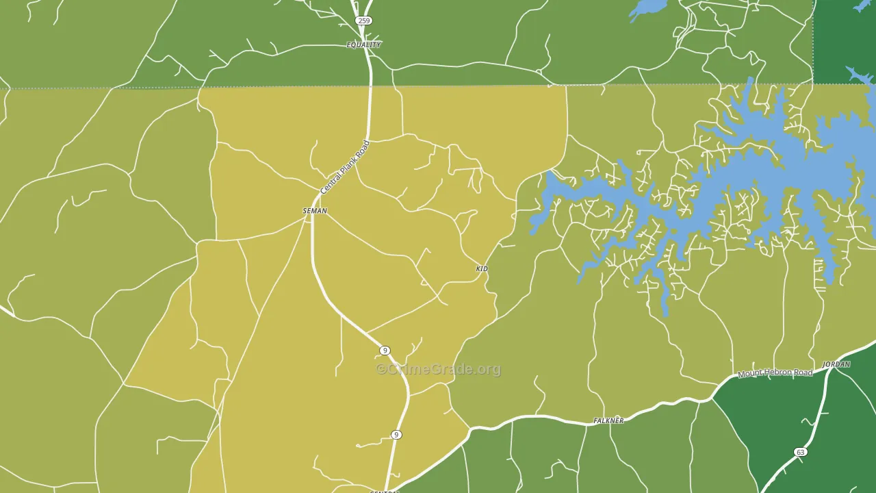 Seman, AL Map of Vehicle Theft Rates