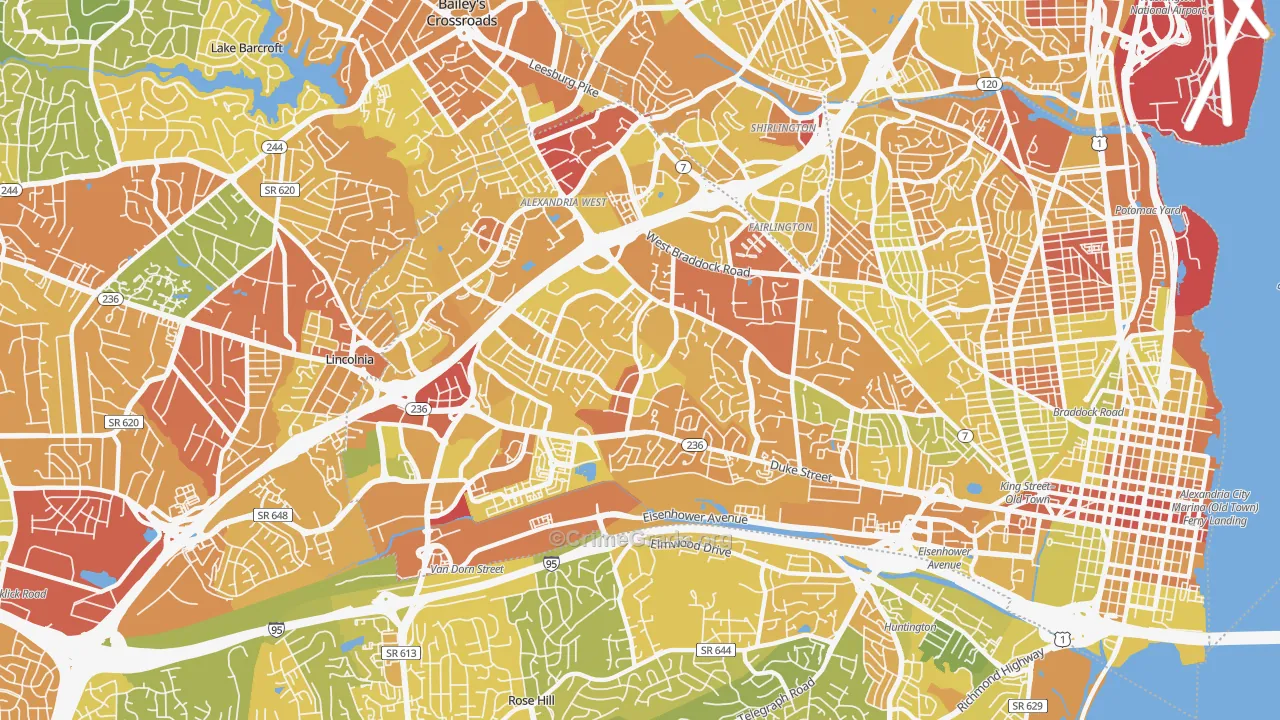 Seminary Hill, Alexandria, VA Map of Vehicle Theft Rates