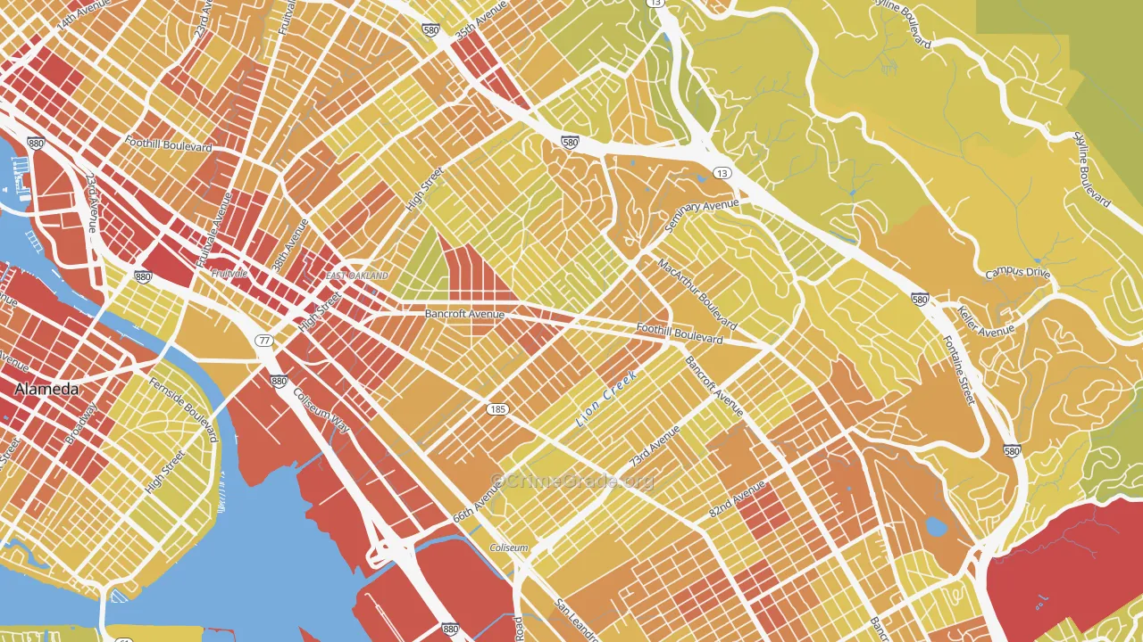 Seminary, Oakland, CA Map of Vehicle Theft Rates