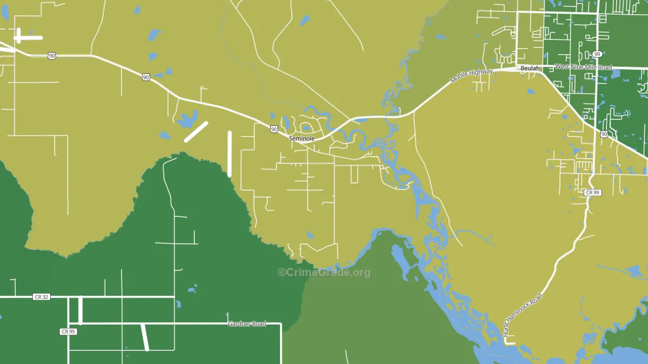Seminole, AL Map of Vehicle Theft Rates