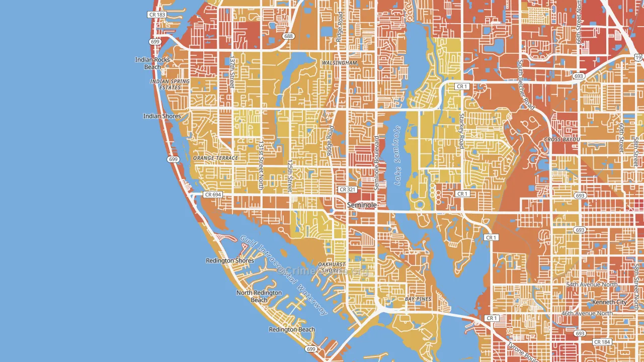 Seminole, FL Map of Vehicle Theft Rates