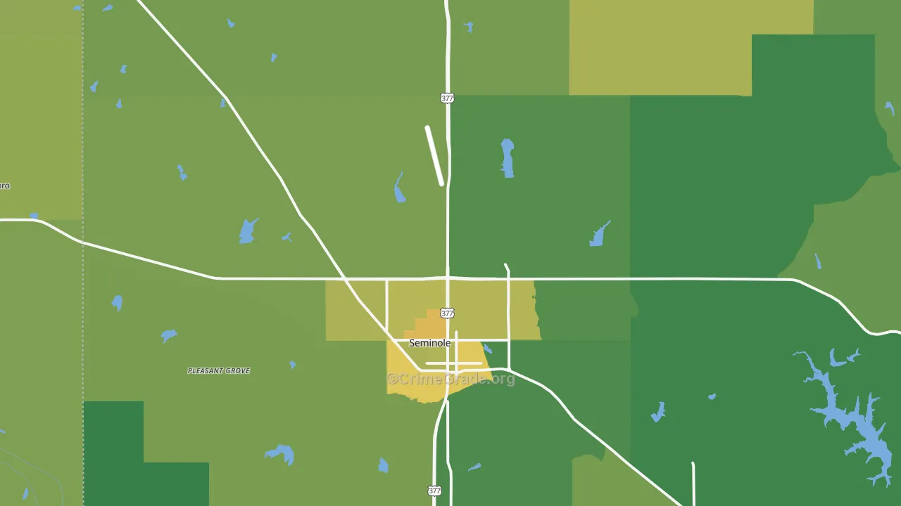 Seminole, OK Map of Vehicle Theft Rates
