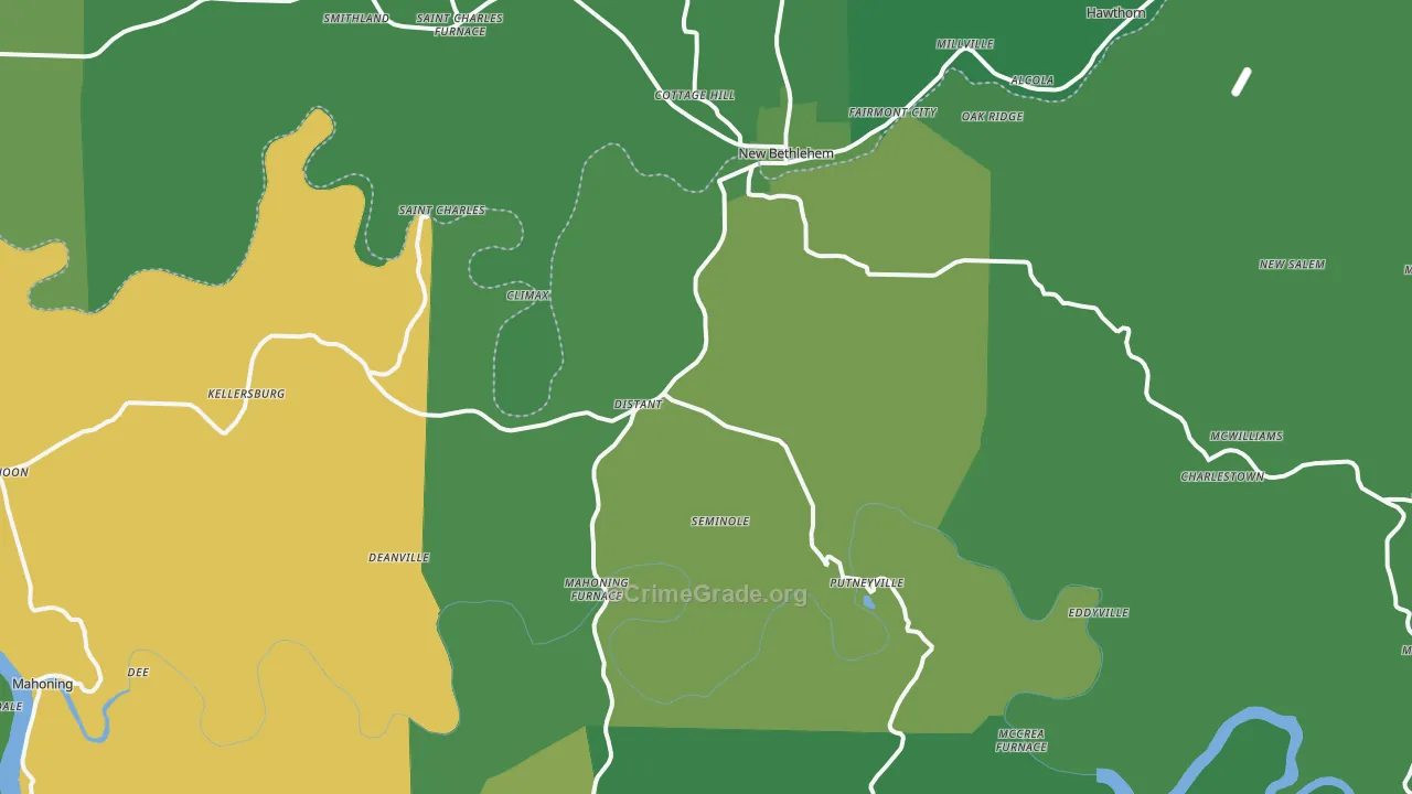 Seminole, PA Map of Vehicle Theft Rates