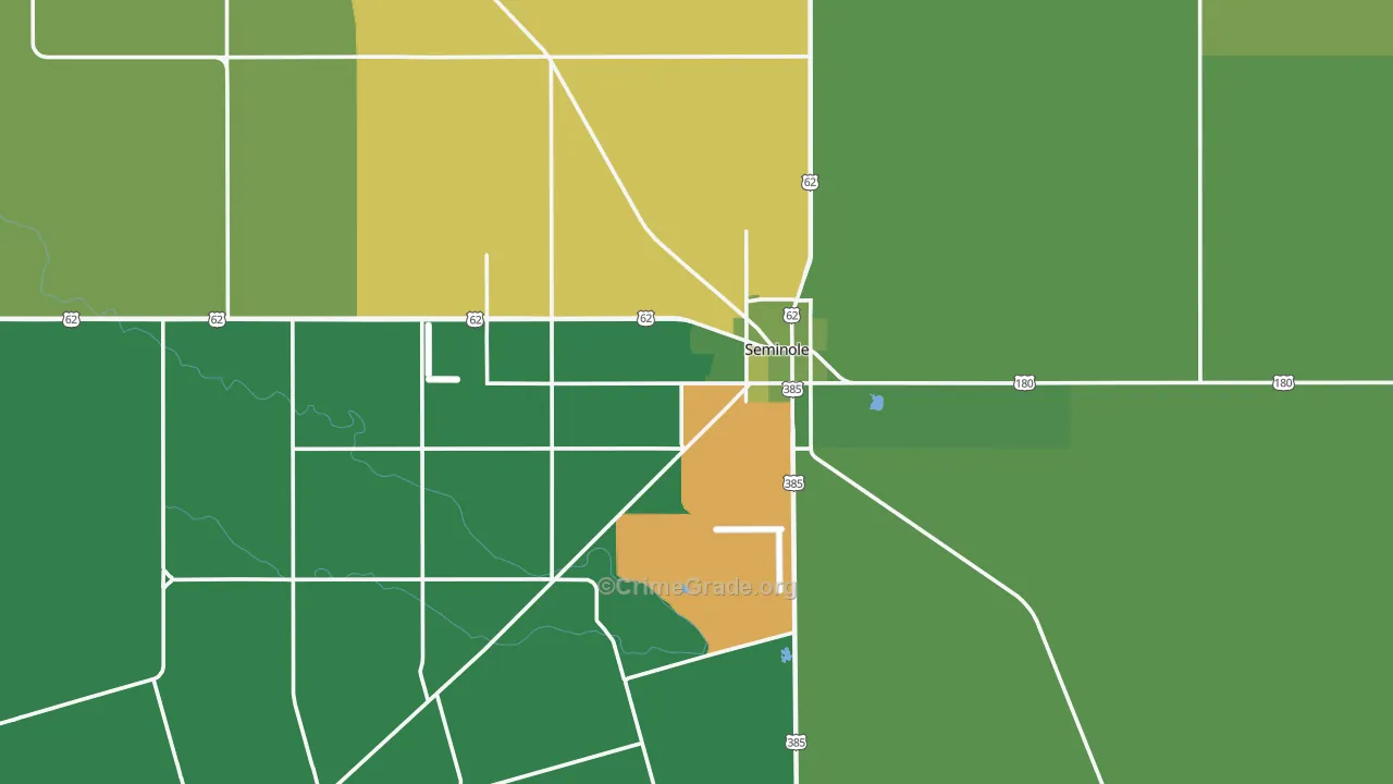 Seminole, TX Map of Vehicle Theft Rates