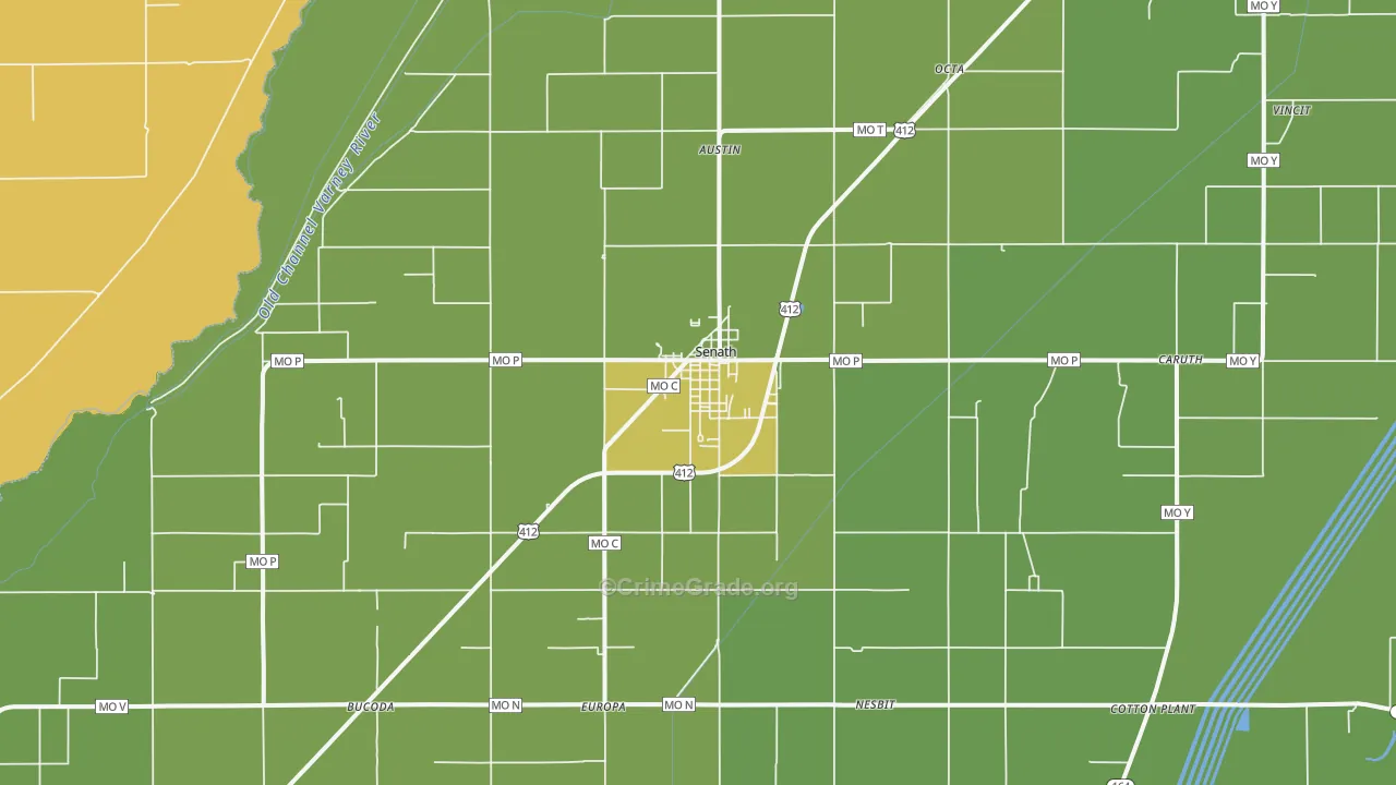 Senath, MO Map of Vehicle Theft Rates