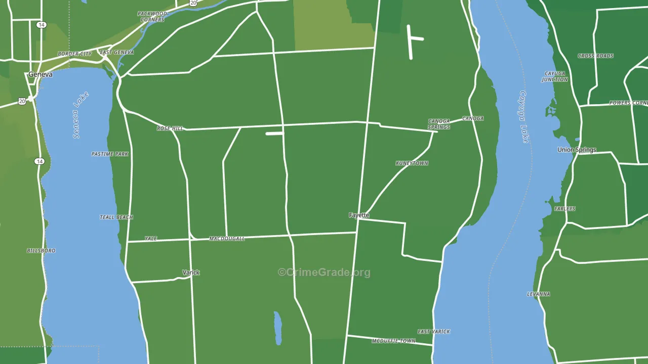 Seneca County, NY Map of Vehicle Theft Rates
