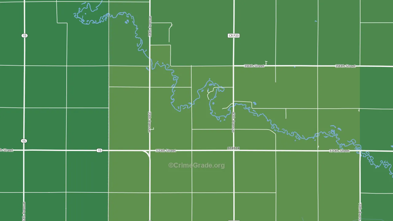 Seneca, IA Map of Vehicle Theft Rates