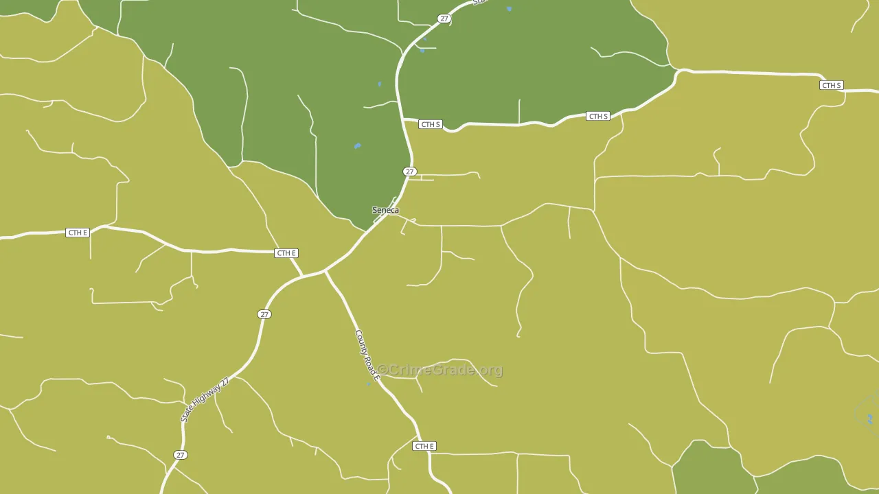 Seneca, WI Map of Vehicle Theft Rates