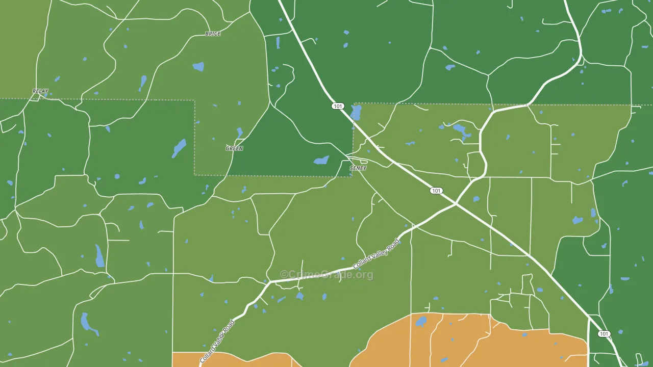 Seney, GA Map of Vehicle Theft Rates
