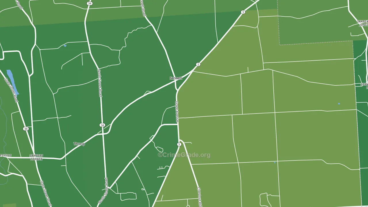 Sennett, NY Map of Vehicle Theft Rates