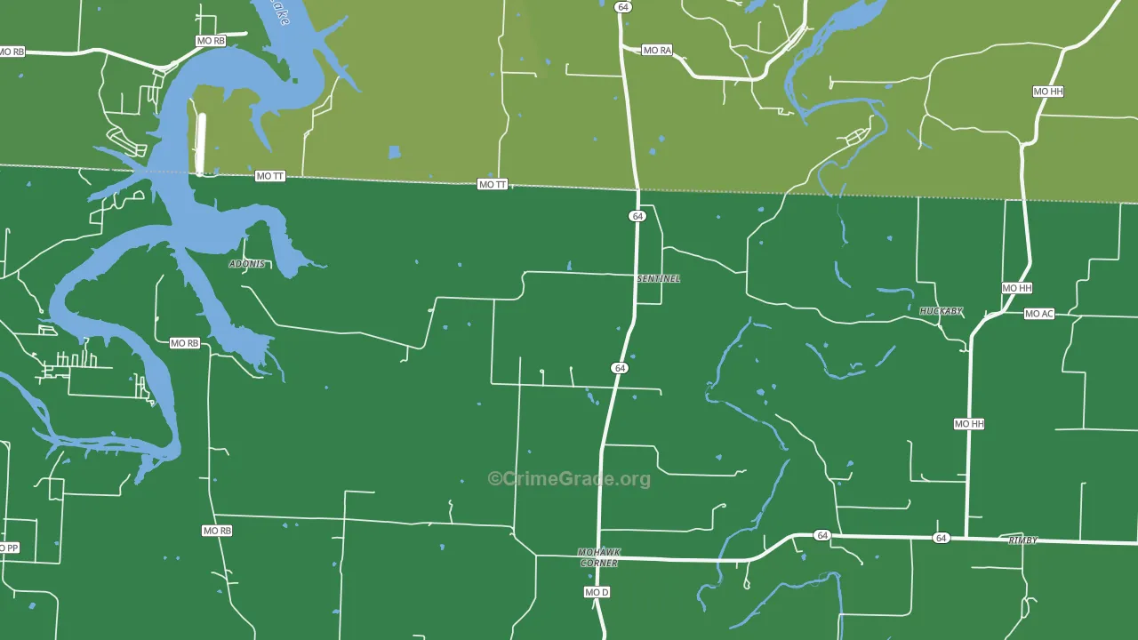 Sentinel, MO Map of Vehicle Theft Rates