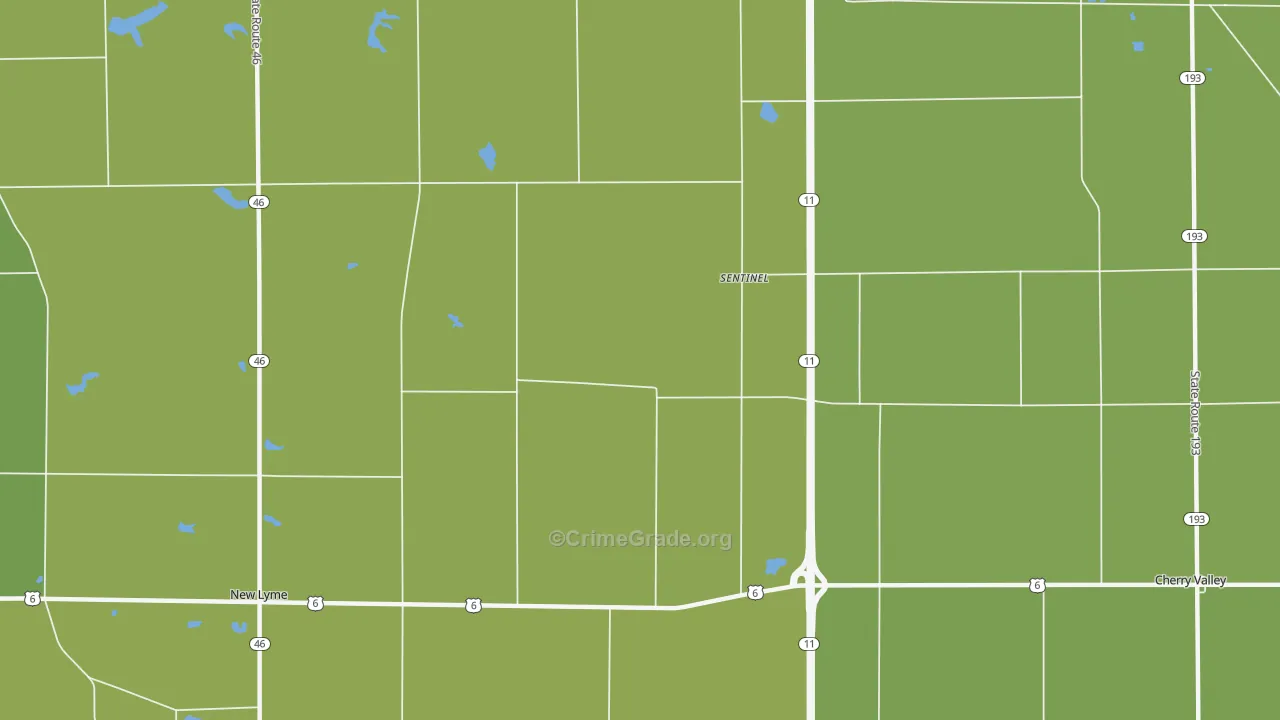 Sentinel, OH Map of Vehicle Theft Rates