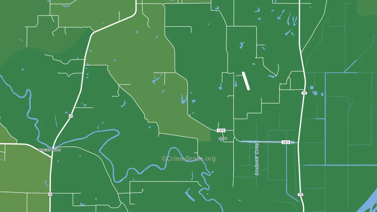 Sepo, IL Map of Vehicle Theft Rates