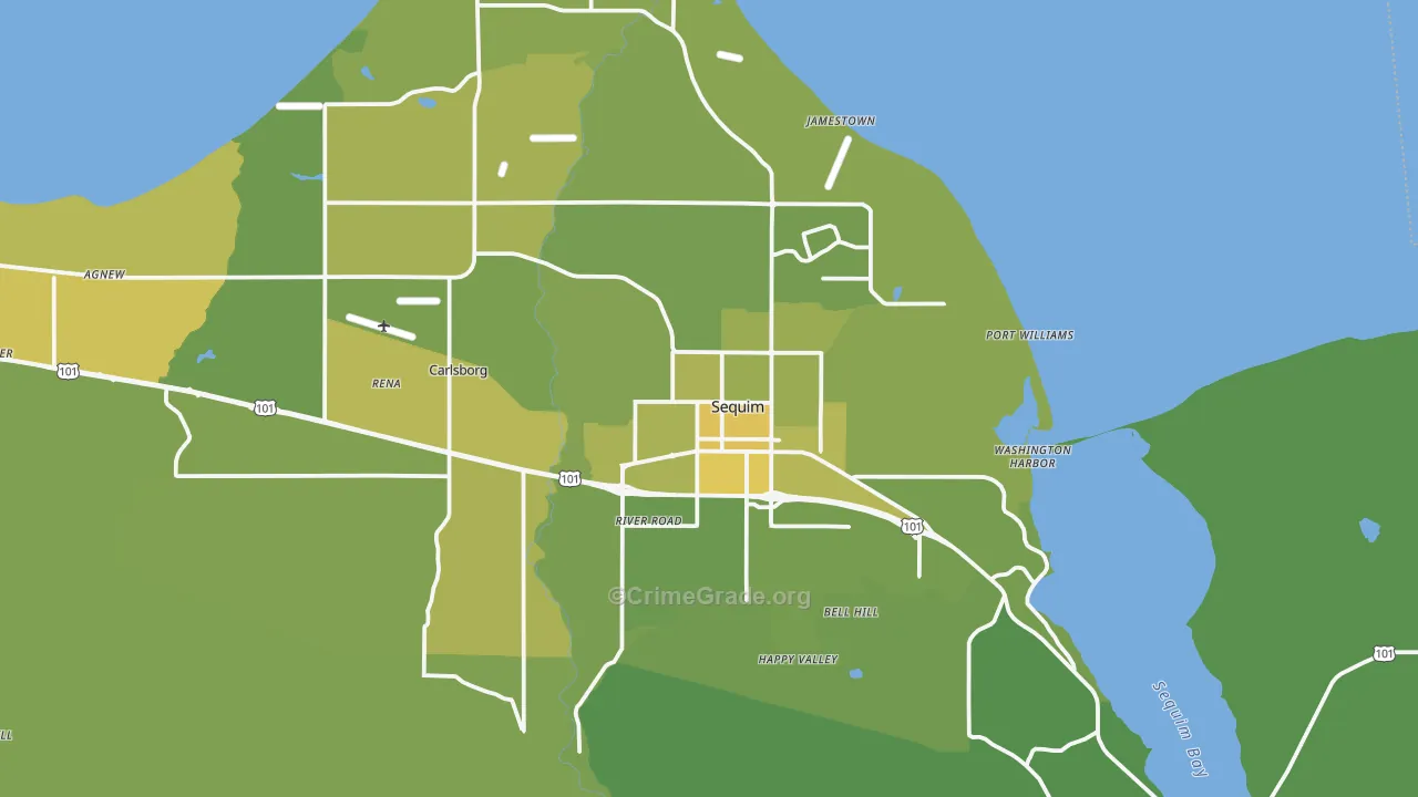 Sequim, WA Map of Vehicle Theft Rates