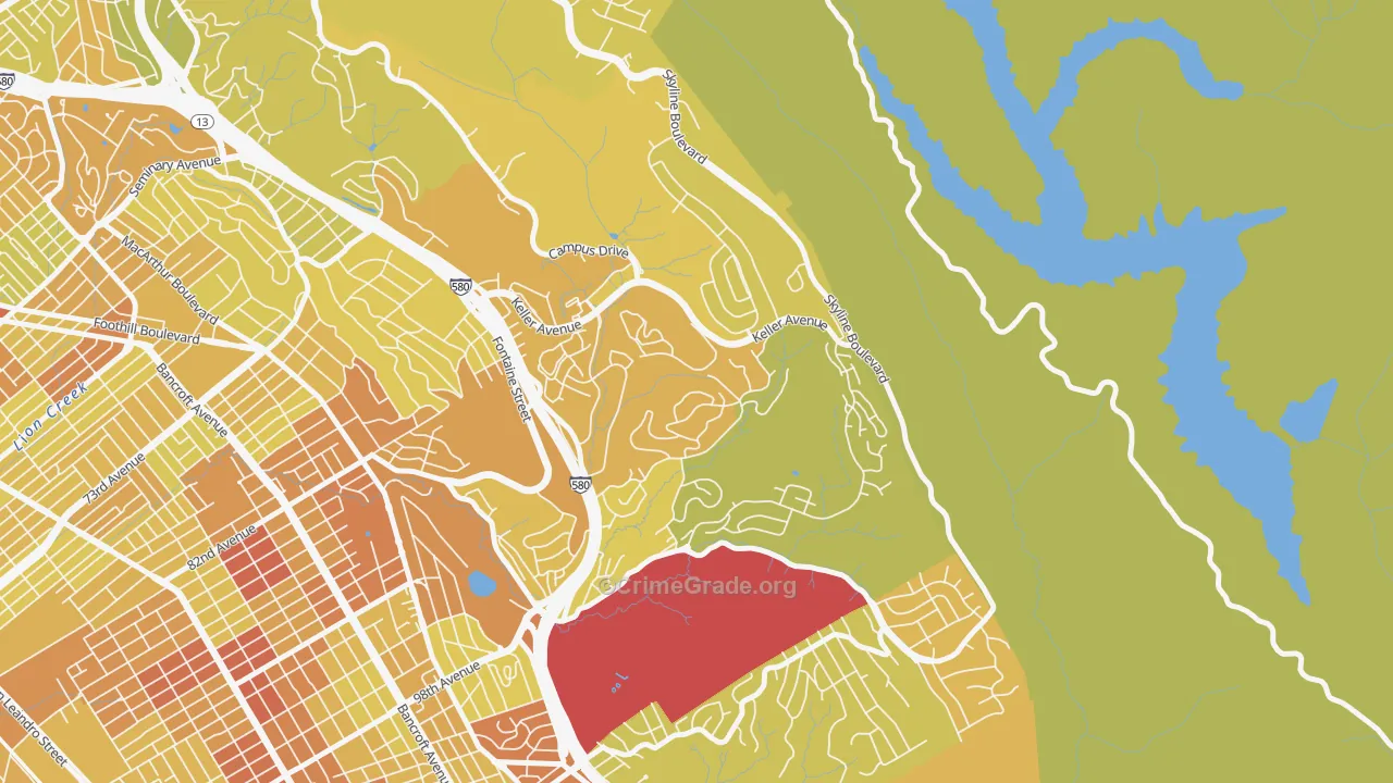 Sequoyah, Oakland, CA Map of Vehicle Theft Rates