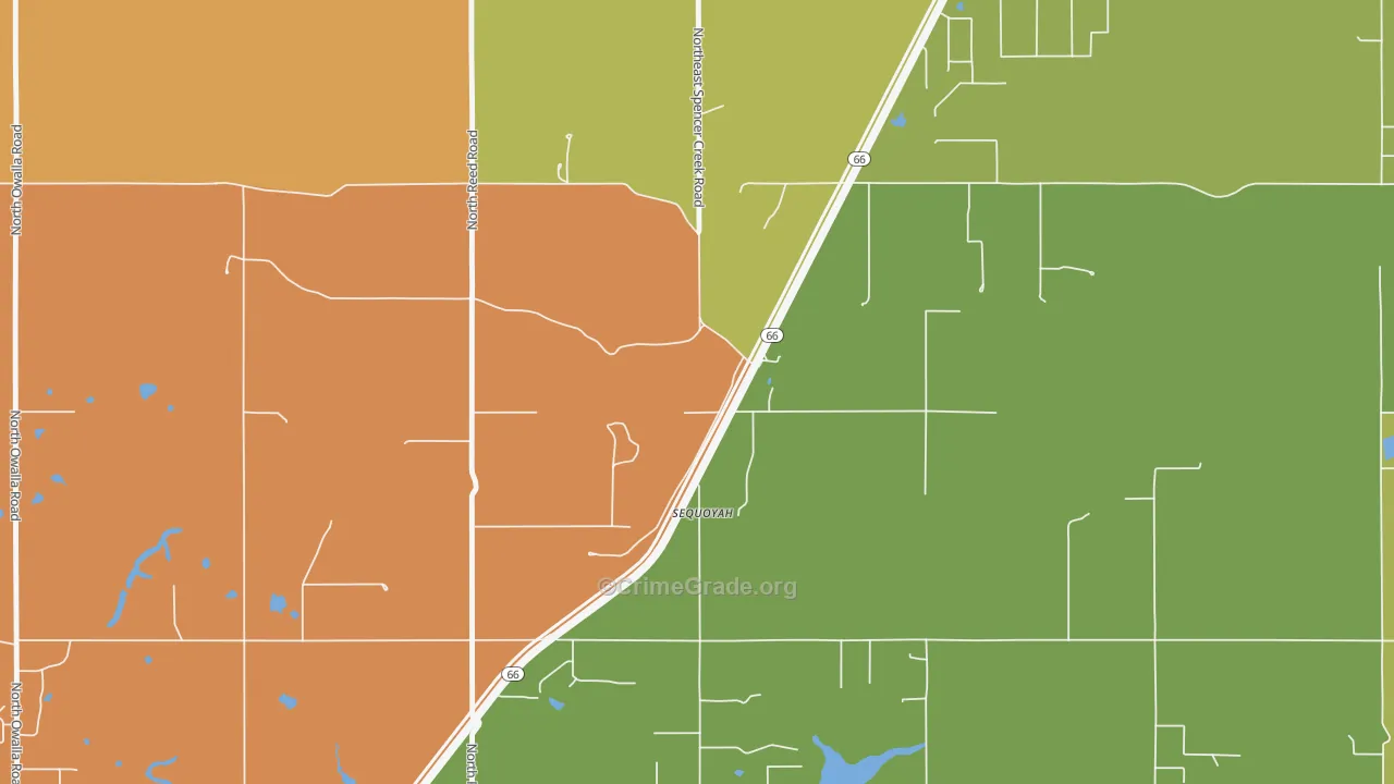 Sequoyah, OK Map of Vehicle Theft Rates