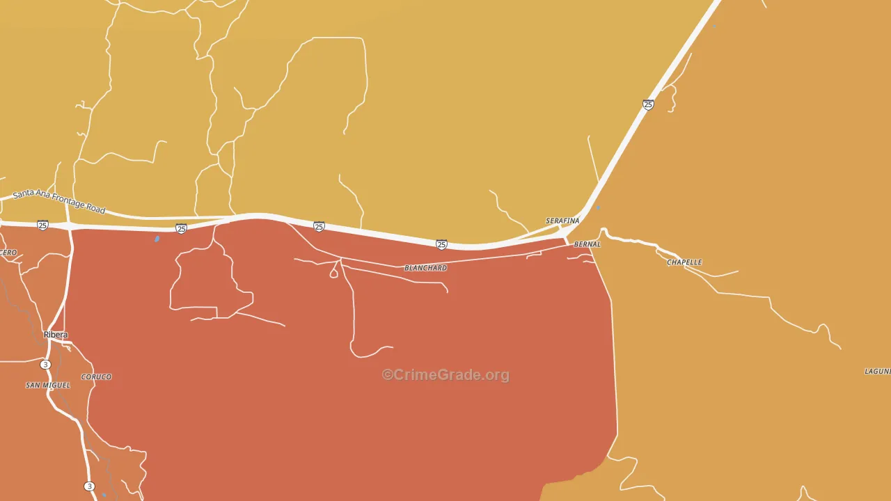 Serafina, NM Map of Vehicle Theft Rates