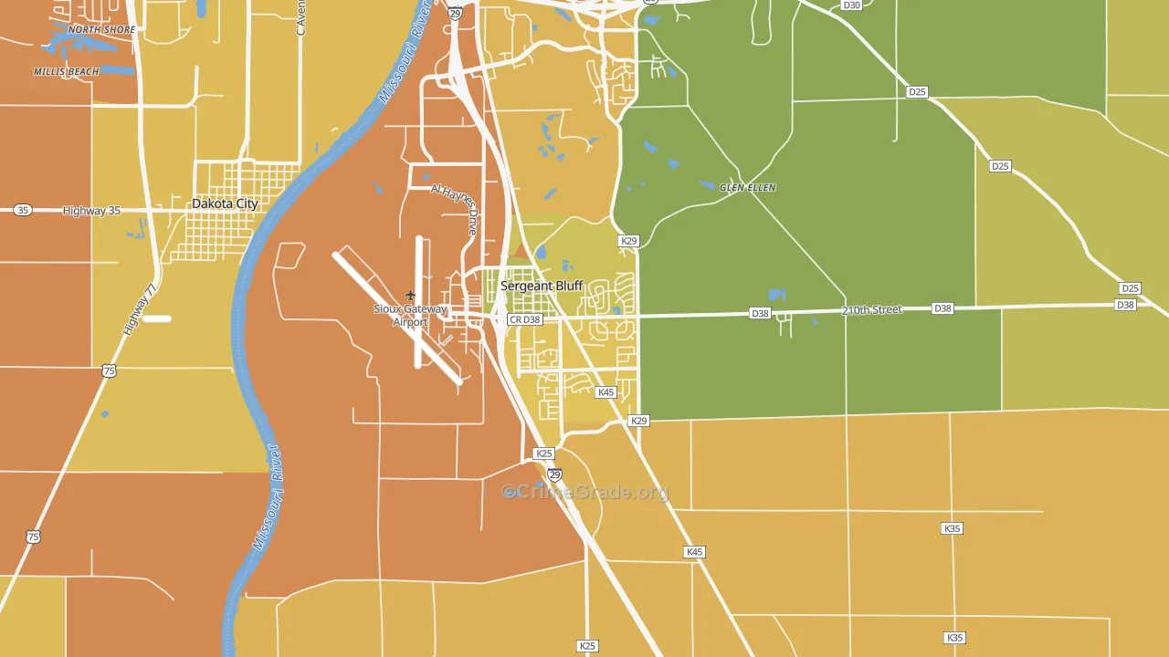 Sergeant Bluff, IA Map of Vehicle Theft Rates