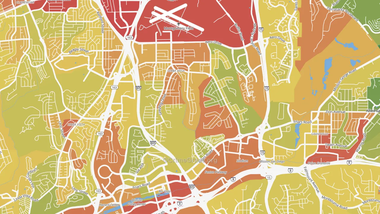 Serra Mesa, San Diego, CA Map of Vehicle Theft Rates