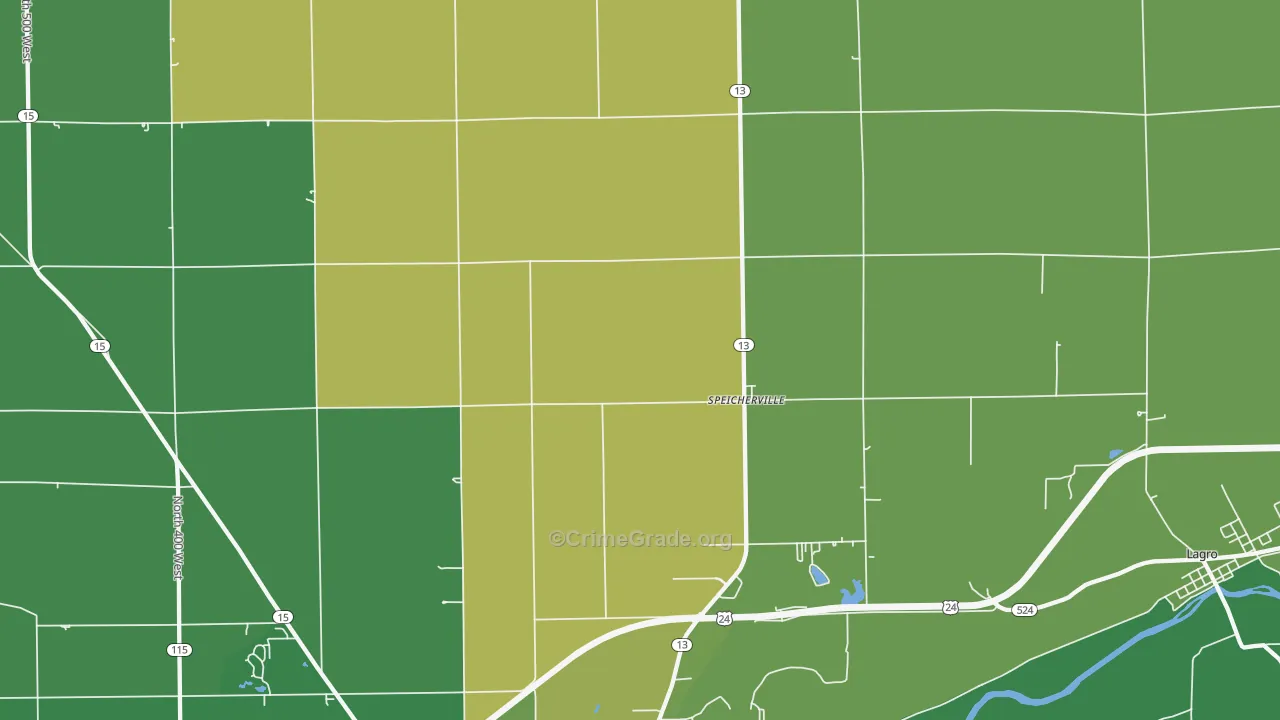Servia, IN Map of Vehicle Theft Rates